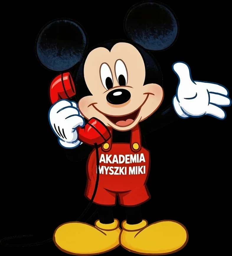 Myszka Miki z telefonem - zadzwoń do Akademii